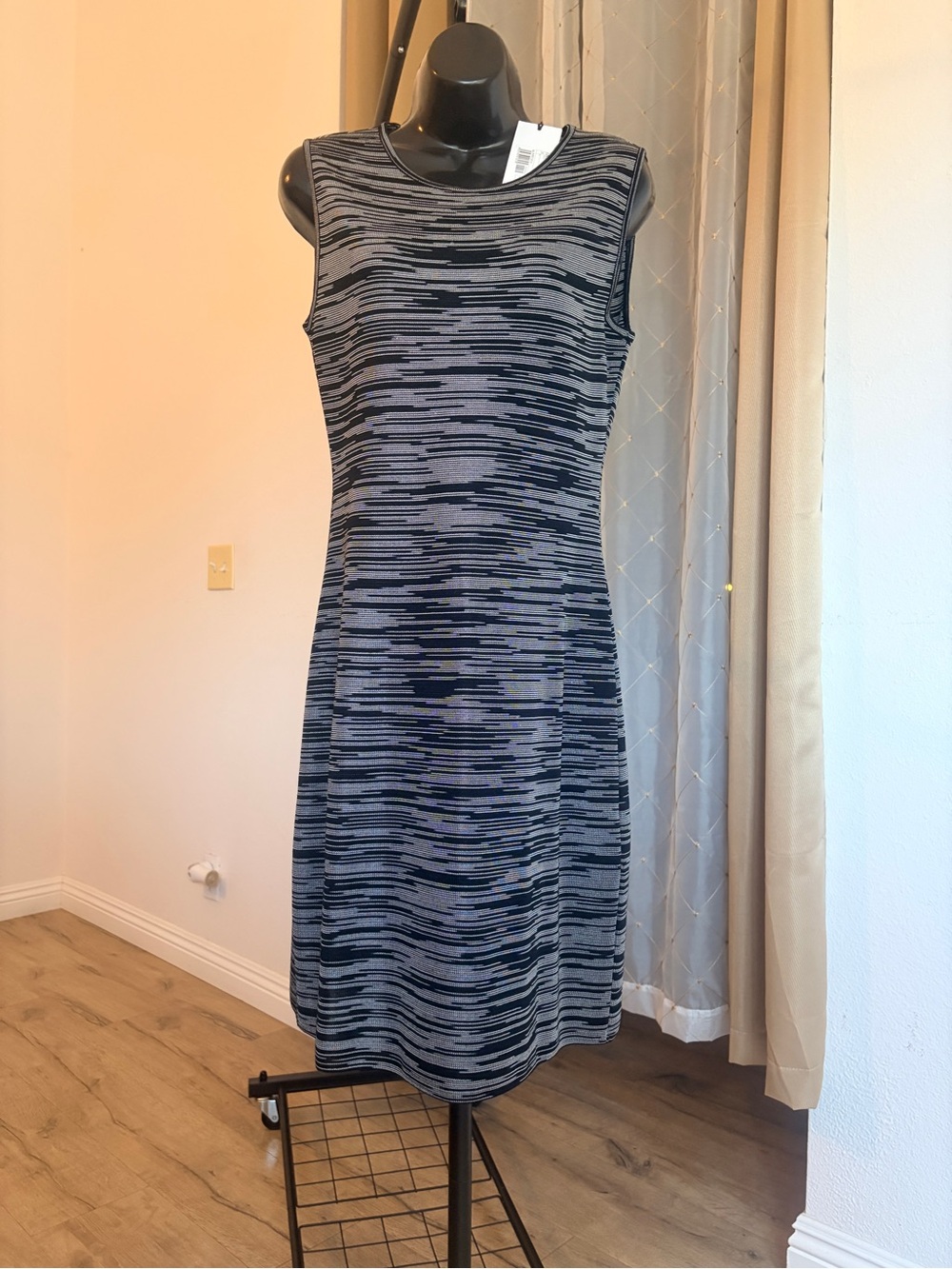Brand New Missoni Sleeveless Knit Sheath Dress in Black and Gray